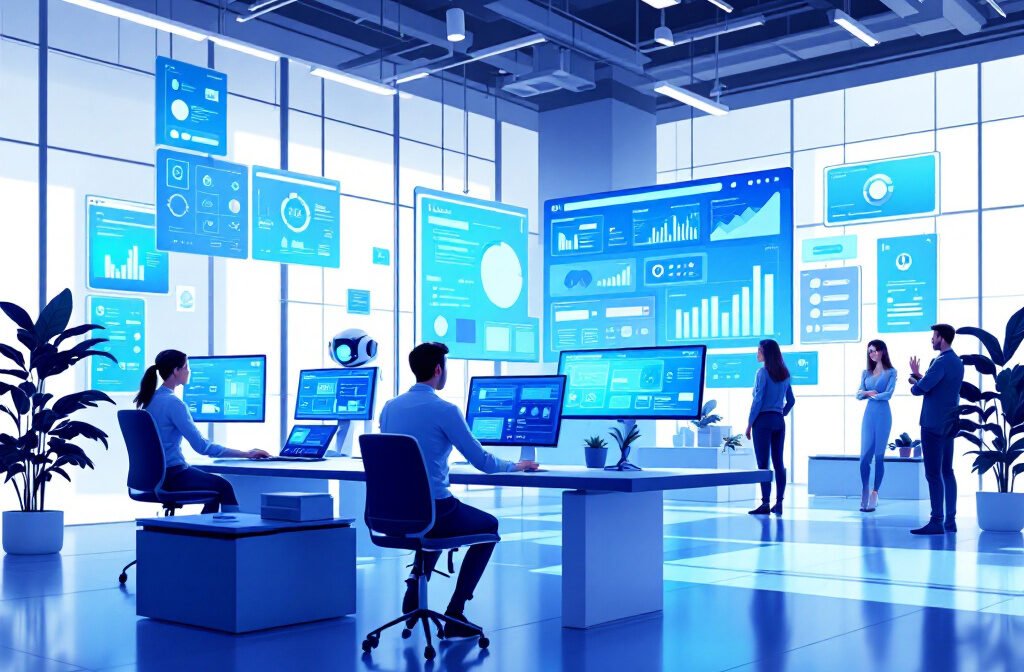 Illustration of AI agents assisting in software testing, DevOps, and customer support Illustration of AI agents assisting in software testing, DevOps, and customer support