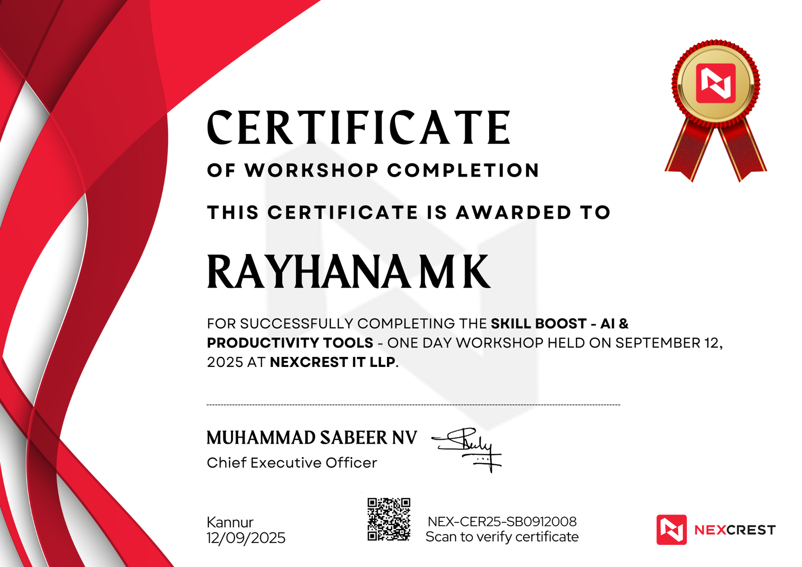 Certificate of Completion